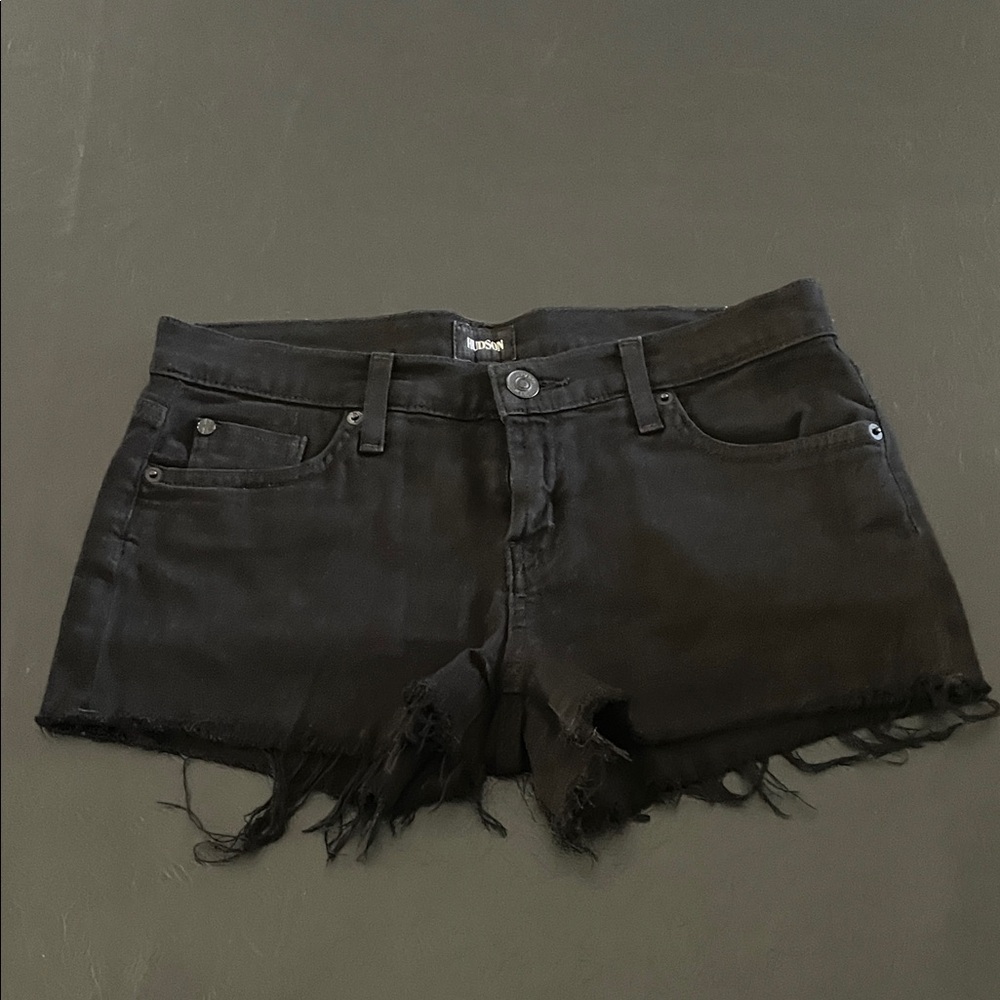 Hudson Jeans Distressed Black Jean Shorts